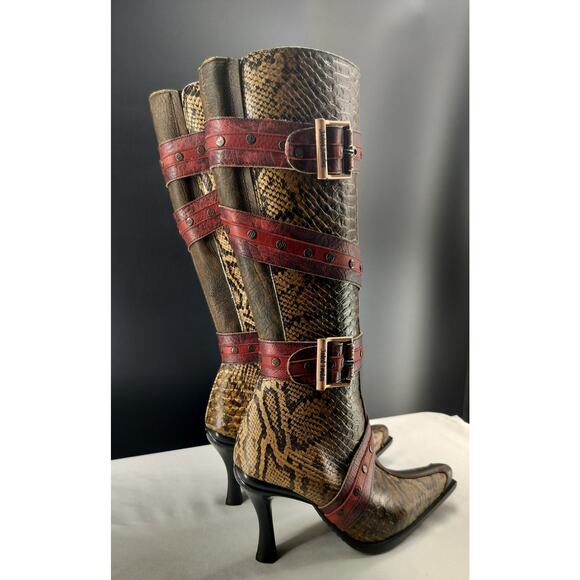 Jaded Poison Brown Leather knee-high boots - Picture 7 of 10